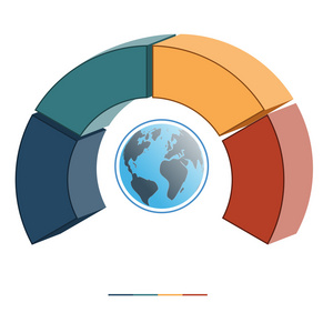 模板信息图表彩色的半圆四定位 3d