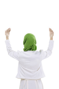 妻子背影祈祷的穆斯林女人的背影照片