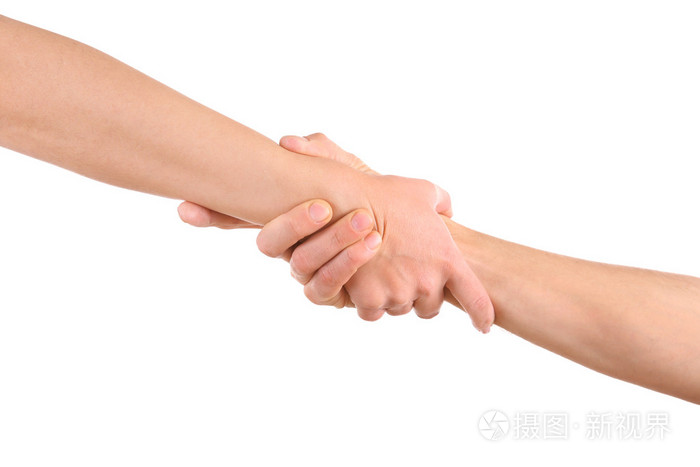 握手的白色衬底上的友谊