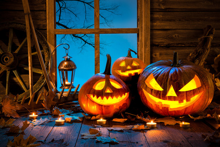 万圣节南瓜头杰克灯笼照片