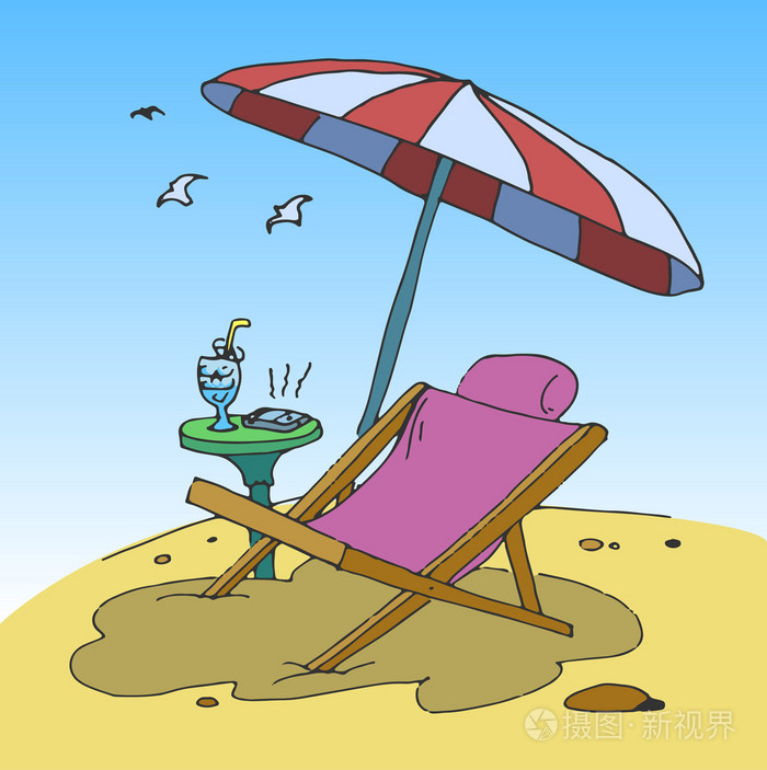 在海滩上的躺椅