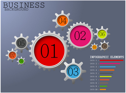 业务背景概念颜色齿轮数与图表元素的选项