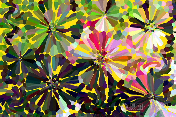 抽象花形状在各种各样的柔和的颜色背景