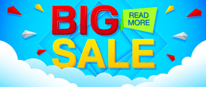 大买卖特别提供明亮蓝底白字的横幅.销售背景.销售的海报.出售矢量.