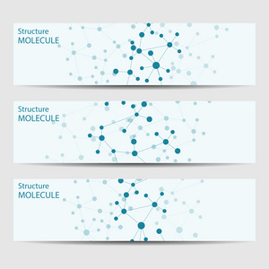 抽象几何横幅分子和通信。科学和技术的设计 结构 Dna 化学 医学背景 业务和网站模板。矢量图