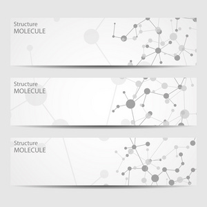 抽象几何横幅分子和通信。科学和技术的设计 结构 Dna 化学 医学背景 业务和网站模板。矢量图