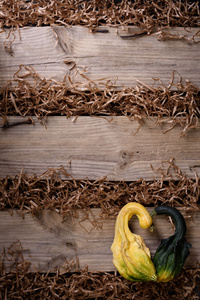 质朴的木制背景上的秋菜。装饰南瓜万圣节派对