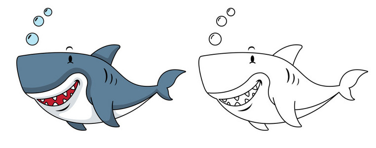 教育着色书鲨鱼的插图