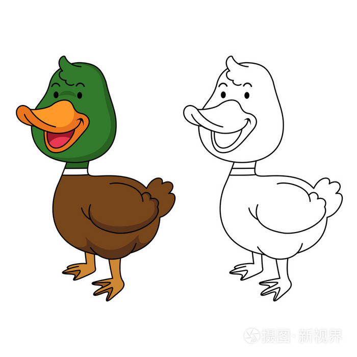 教育着色书鸭的插图