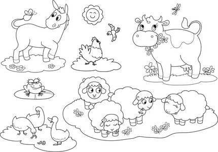 着色农场动物照片