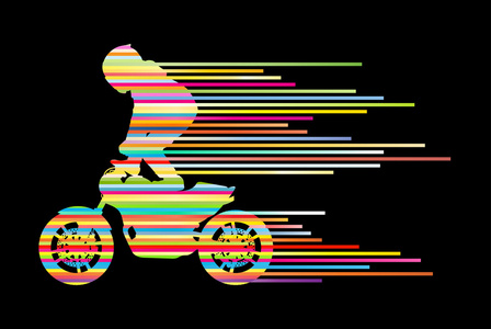 摩托车骑手矢量背景把戏特技插图让步