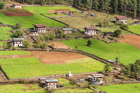 不丹村庄鸟瞰图