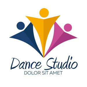 舞蹈工作室 logo。舞者标识。矢量简约