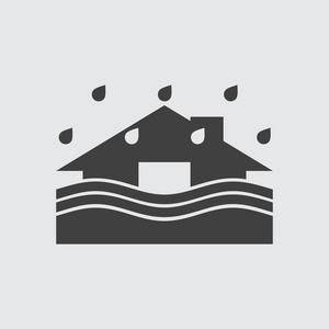 在多雨的天气图标图中的房子