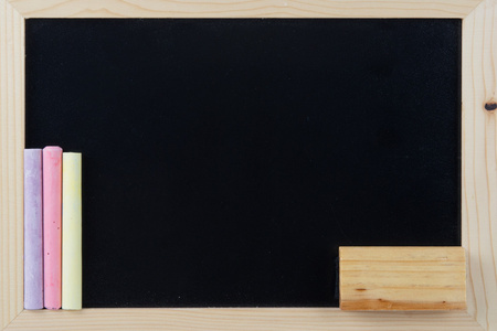 小学校木制空白黑板和粉笔图片