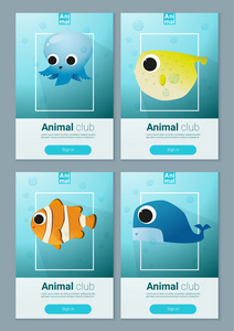 网页设计 矢量 图海动物模板集