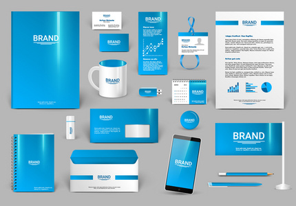 蓝色企业品牌设计套件图片