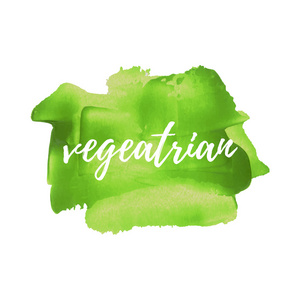 生态新鲜有机绿色食品矢量字 文本 图标 符号 海报 手绘绿色油漆背景图上的标志