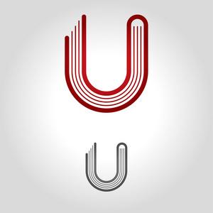 字母 u 徽标图标和符号矢量插图