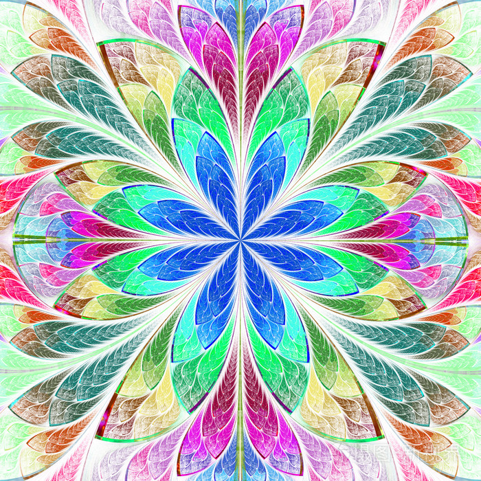 多彩多姿的对称形花彩绘玻璃窗口中