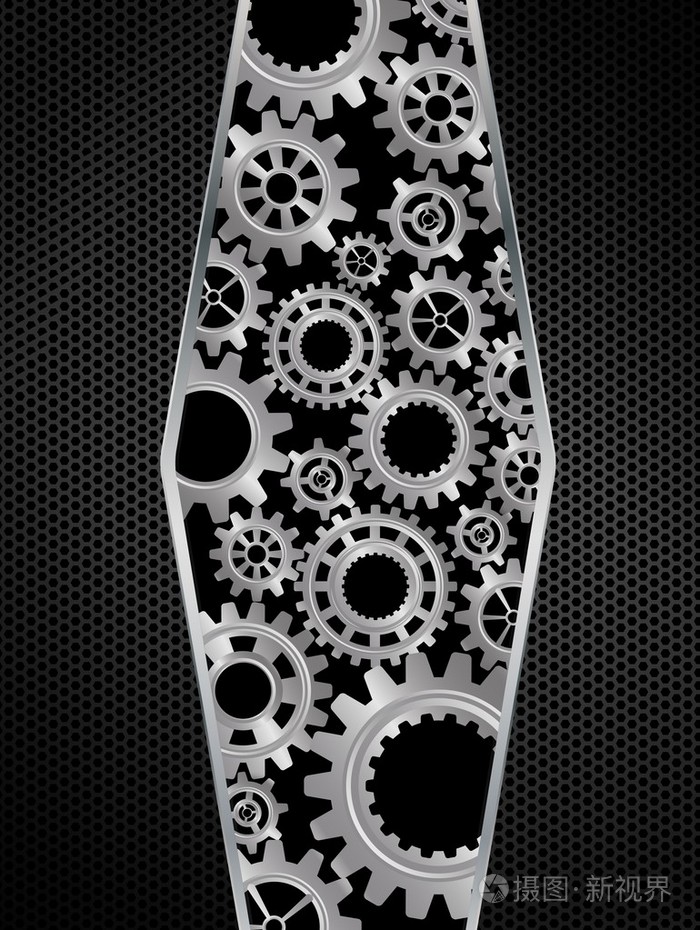 在黑色背景上的抽象齿轮概念