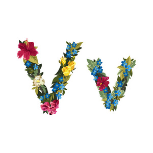 用鲜花的美丽花卉字母表