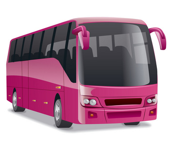 粉色舒适的城市公交车