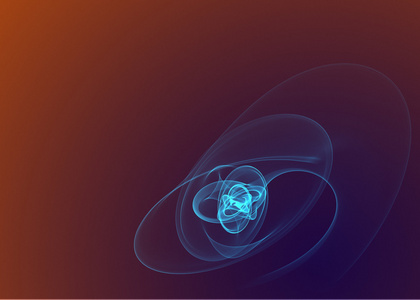 发光的蓝色曲线宇宙橙紫的抽象背景。与 copyspace 的插图