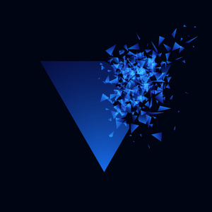 蓝色的技术风格矢量爆炸。抽象的多边形爆炸横幅。几何背景