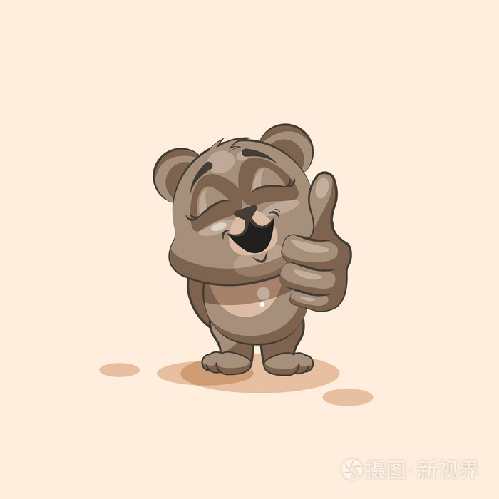 孤立的表情符号卡通熊批准拇指向上