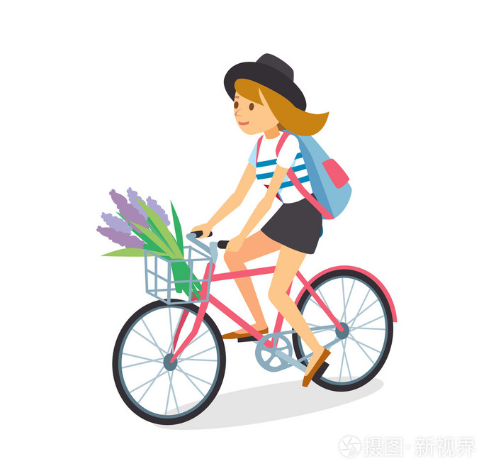 可爱的小女孩骑自行车