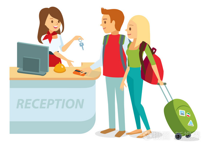 在酒店接待游客