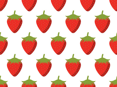 草莓无缝图案。 矢量背景。