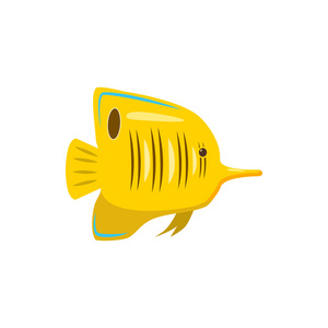 黄色小鱼的图标，卡通风格