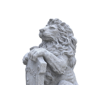 在白色背景上的狮子雕塑