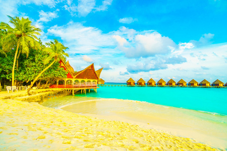 海滩的美丽热带马尔代夫岛屿