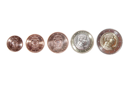 一个两个 1 欧元美分硬币 2 钱扭转拉脱维亚共和国新