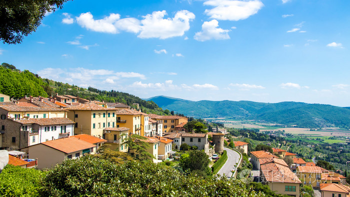 科尔托纳,在意大利的托斯卡纳,中世纪小镇的视图