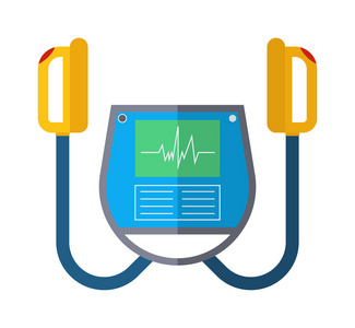 除颤器单元隔离医疗矢量图标。