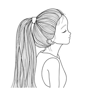 小女孩图形马尾辫手绘可爱的小女孩照片