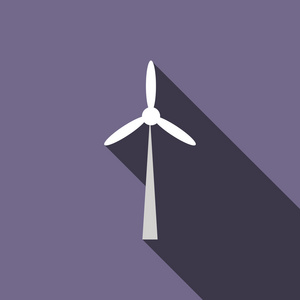风力涡轮机图标，平面样式