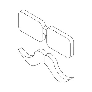 眼镜和小胡子图标，等距 3d 风格