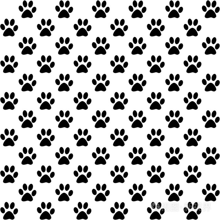 黑色白色背景,无缝模式上爪印