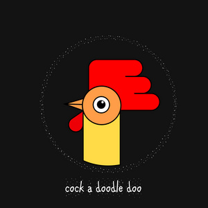 可爱的 logo 公鸡。卡通矢量图