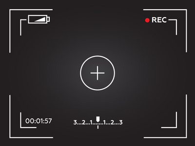 相机的取景器.模板聚焦相机的屏幕.取景器照相机记录.视频屏幕照片