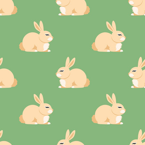在绿色背景上的兔子
