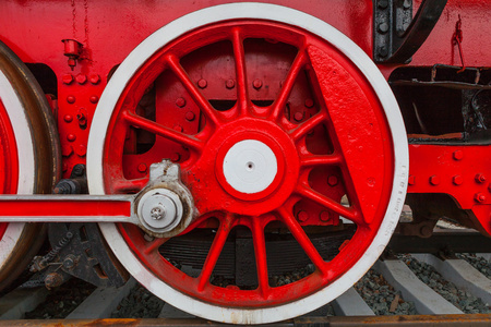 古老的蒸汽火车的车轮