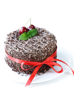新鲜樱桃巧克力蛋糕黑森林施瓦茨瓦尔德
