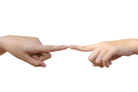 两个手触碰照片