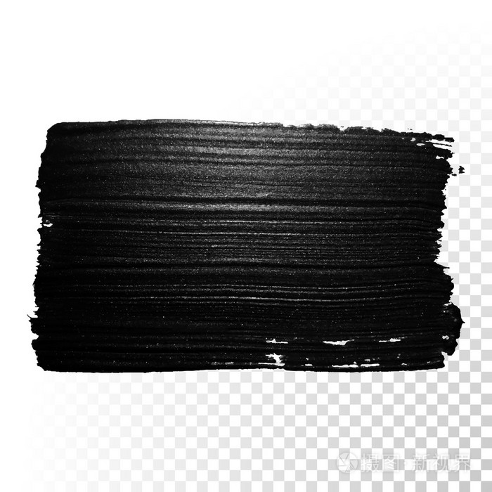 黑色水彩标记画笔描边.矢量油画水彩颜料